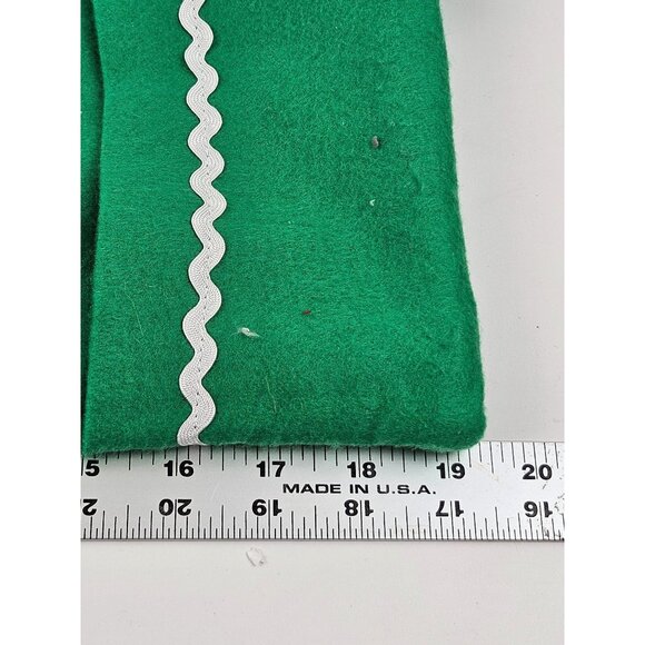 Green Felt Christmas Stocking Reindeer Festive Lights Vintage Holiday 19 in - Picture 6 of 8
